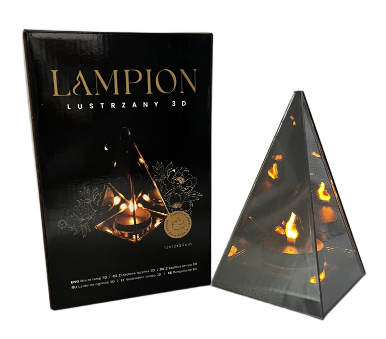 Lampion lustrzany LINDO HOME Piramida 3D LED 20 cm