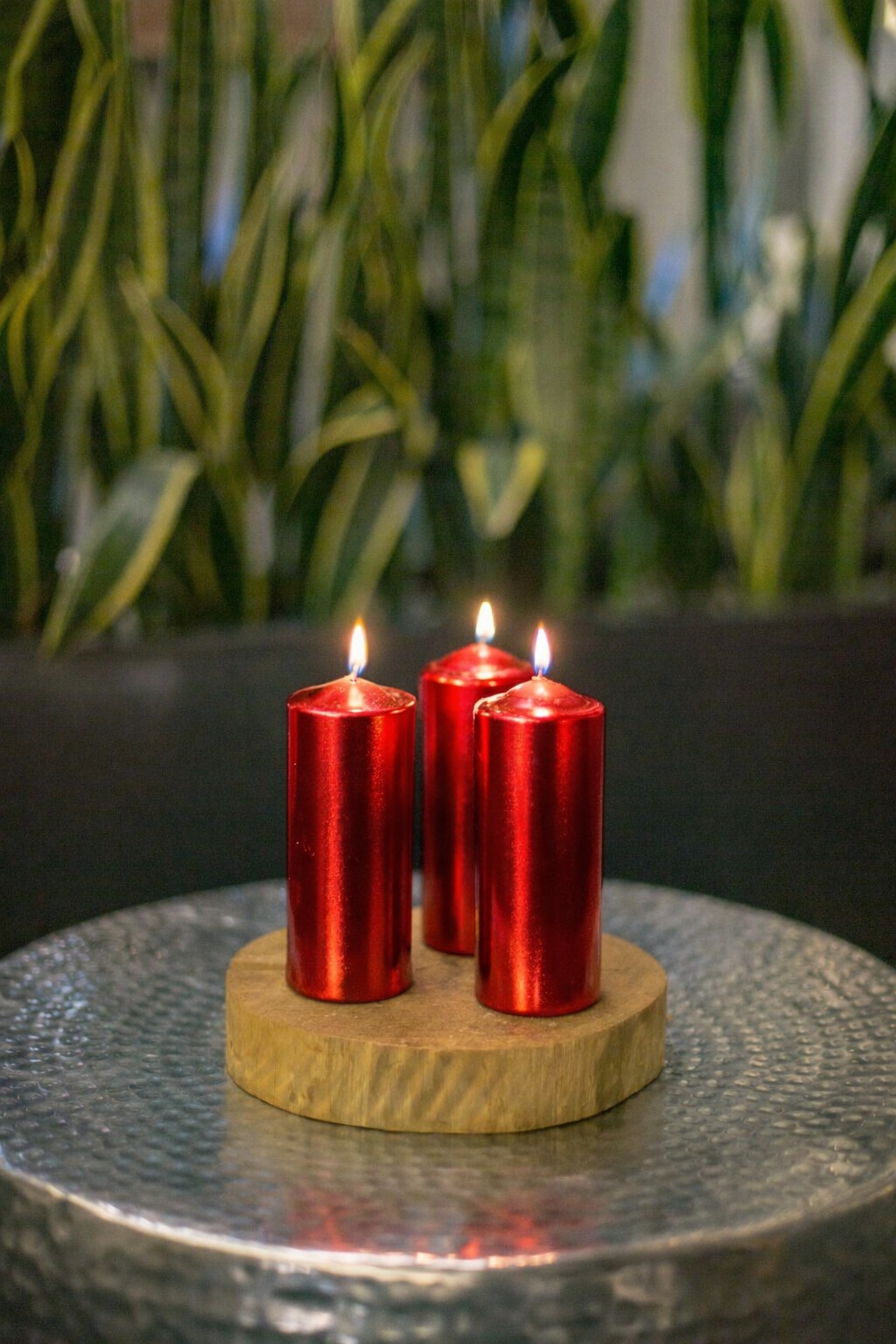 Świece pieńkowe walce stopniowane BISPOL Aura sw50/4-230 czerwony met 4szt.