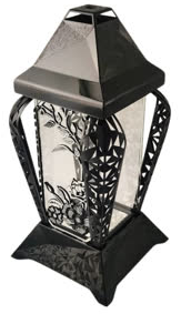 Znicz kapliczka INVERSO duży kwiaty czarny/srebro 37cm