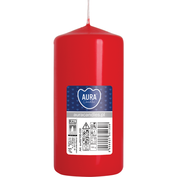 Świeca pieńkowa walec BISPOL Aura sw50/100-030 (czerwona) ~20h