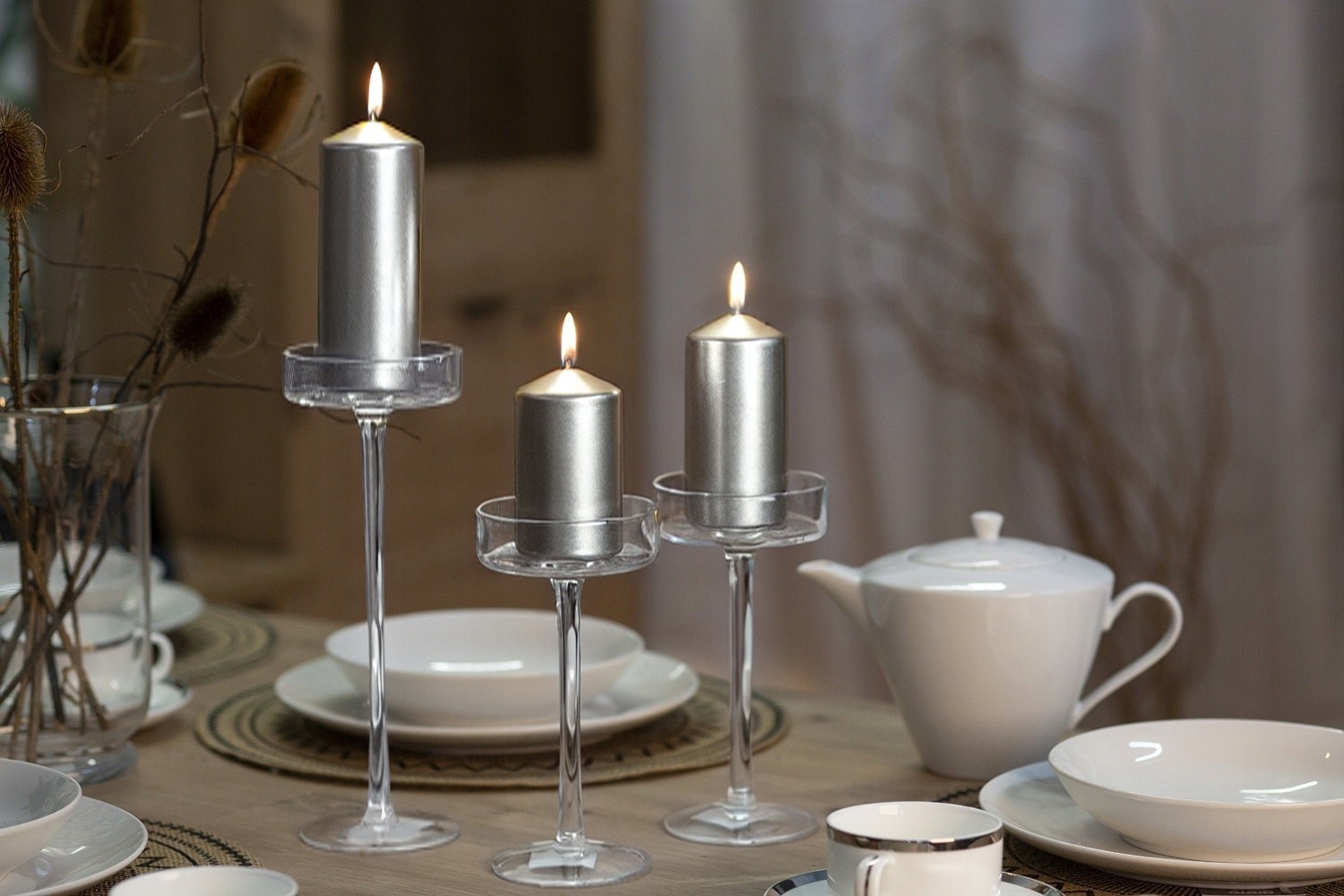 Świeca pieńkowa walec BISPOL Aura sw50/100-271 (srebrny metalik) ~20h