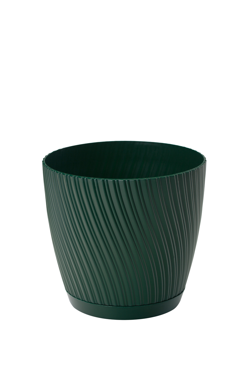 Doniczka okrągła Mika 15 z podstawką | Leśny mech, Kształt Okrągły, Wymiary 14.8x13.7 cm, Kolor Leśny mech, Form-Plastik