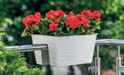 Doniczka na balustradę Sahara 40 | Biały