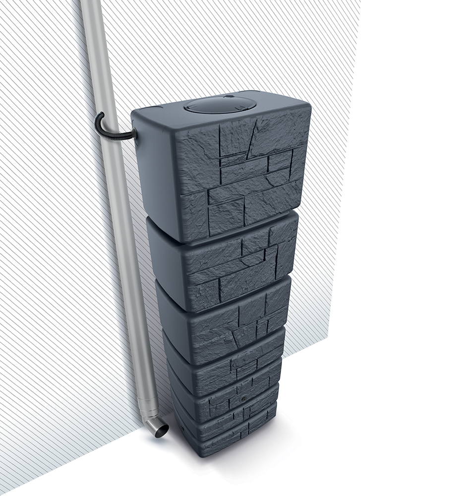 Zbiornik na deszczówkę TOWER STONE IDTST350 | Antracyt, Pojemność: 350 l, Wymiary 38.4x57.5x180 cm, Kolor Antracyt, Waterform, Prosperplast