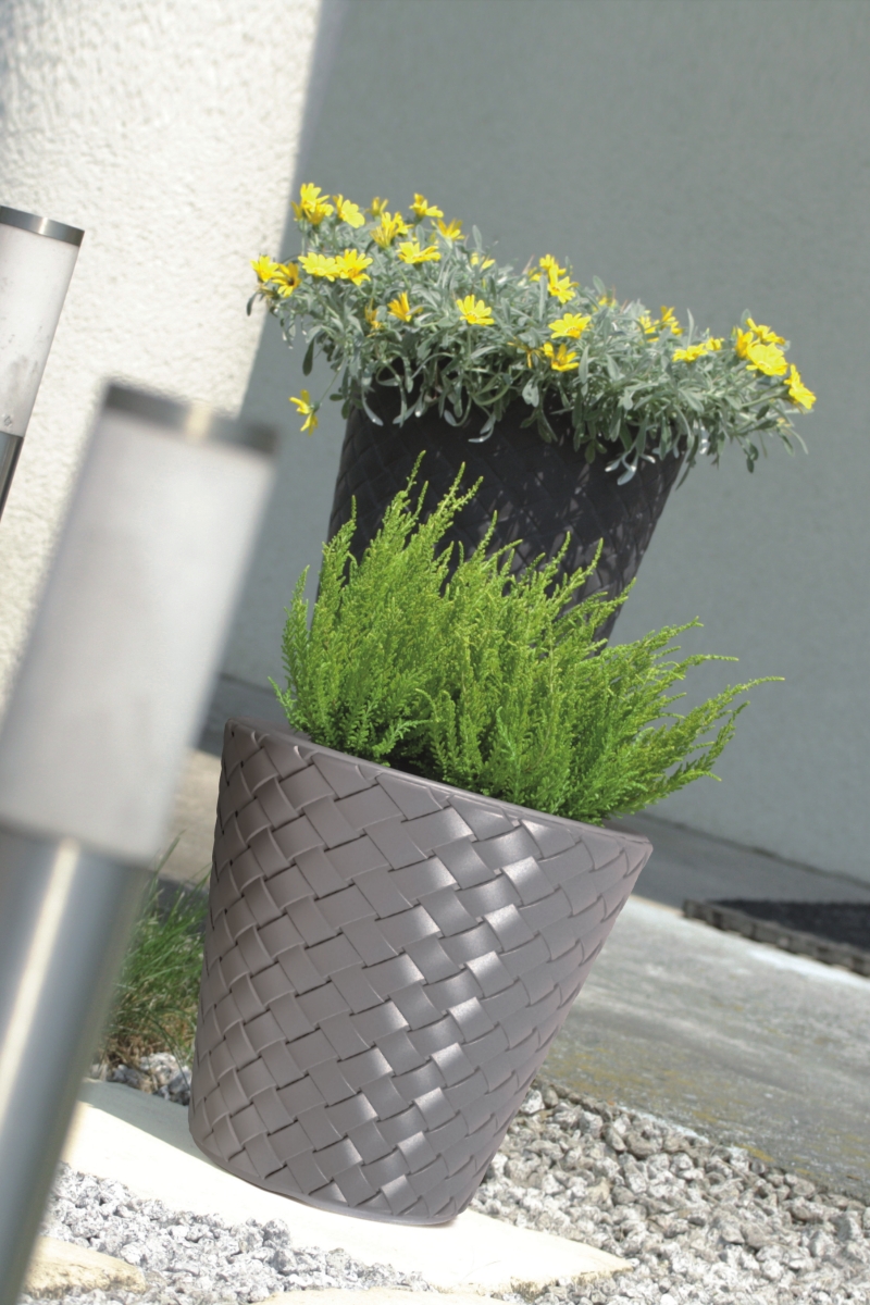 Doniczka pleciona Matuba DBMT400 z wkładem | Antracyt, Kształt Okrągły, Wymiary 39x48 cm, Kolor Antracyt, Prosperplast