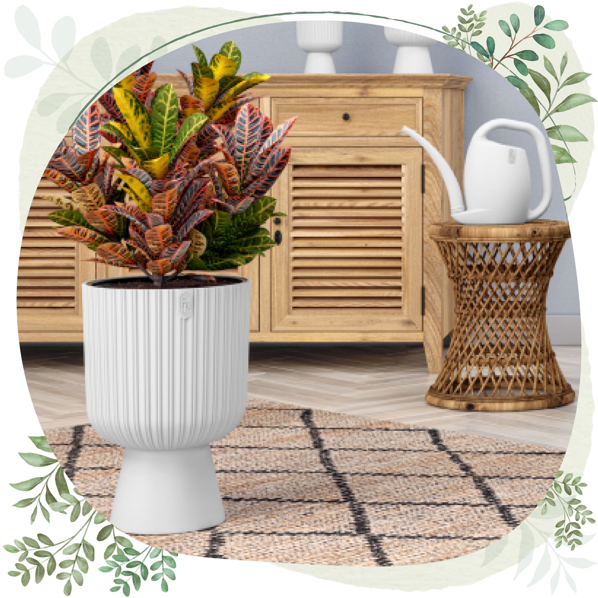 Doniczka okrągła Keli Mika 40 na nóżce | Platyna