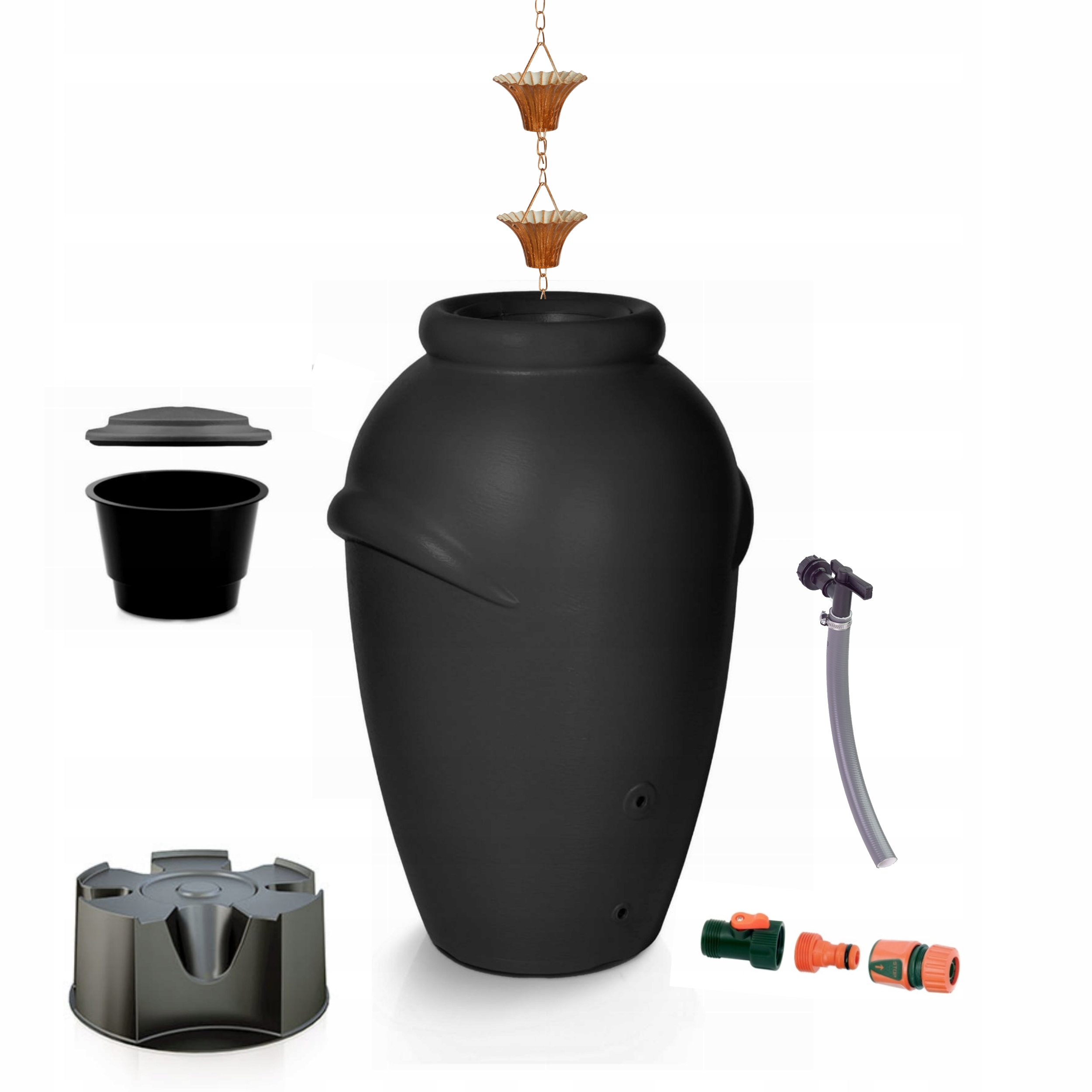 Zbiornik AQUACAN 360 l + łańcuch, podstawa | Antracyt, Pojemność: 360 l, Wymiary 72x80x120 cm, Kolor Antracyt, Waterform, Prosperplast