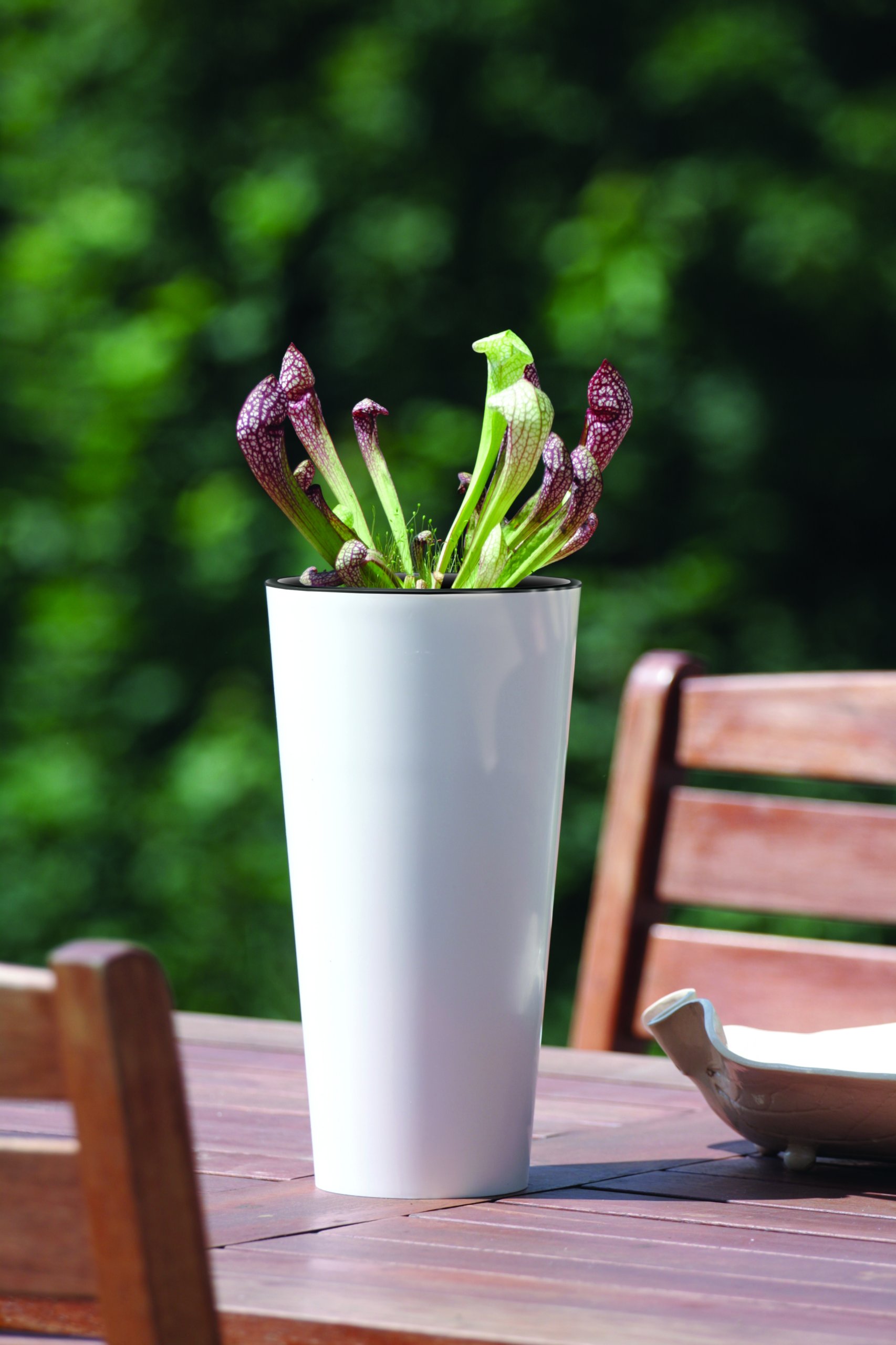 Doniczka z nawadnianiem Tubus shine DTUS200S | Biały, Wymiary 20x38.1 cm, Prosperplast