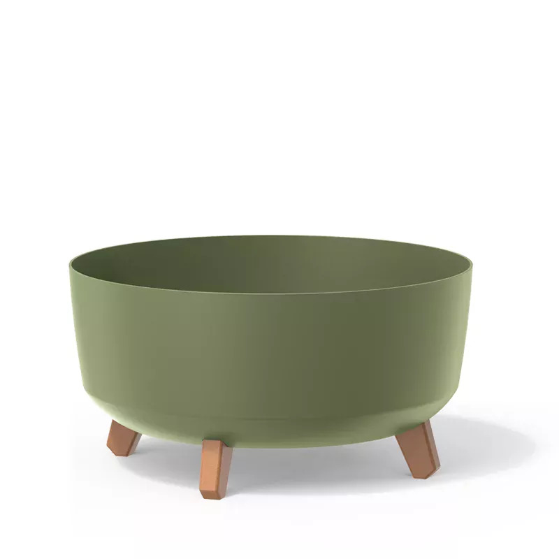 Doniczka na nóżkach GRACIA LOW DGRL400L | Ziemisty zielony, Kształt Okrągły, Wymiary 38x20.7 cm, Kolor Ziemisty zielony, Prosperplast