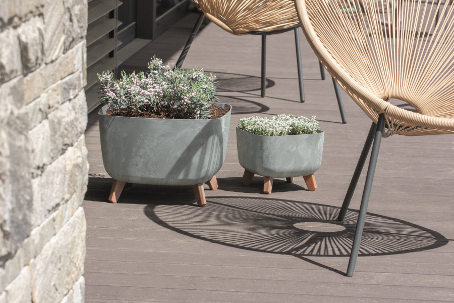 Doniczka kwadratowa GRACIA SQUARE BETON EFFECT DGQL400E-S433, Kolor Antracyt, Prosperplast, Wymiary 39x39x27 cm