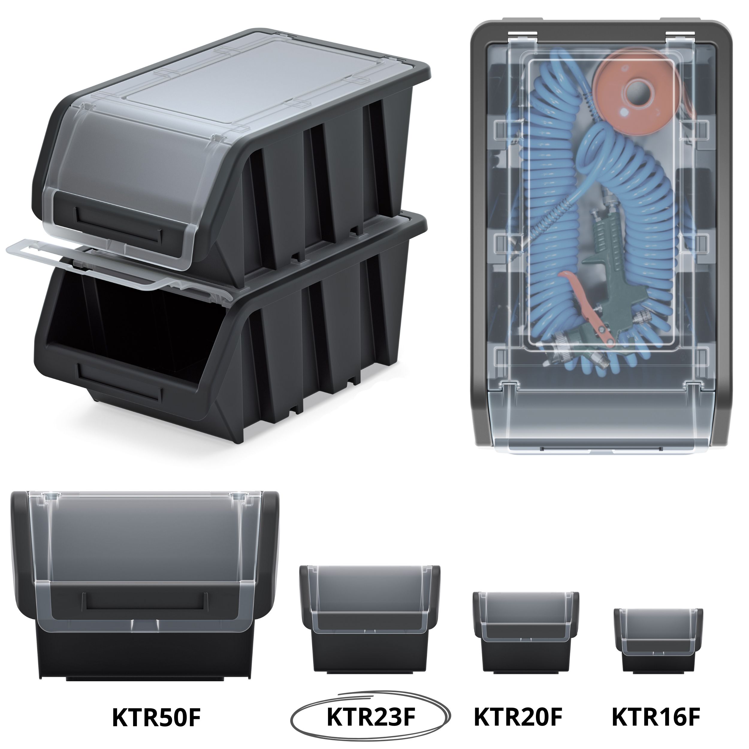 Pojemnik magazynowy Truck Plus KTR23F | Czarny — 3