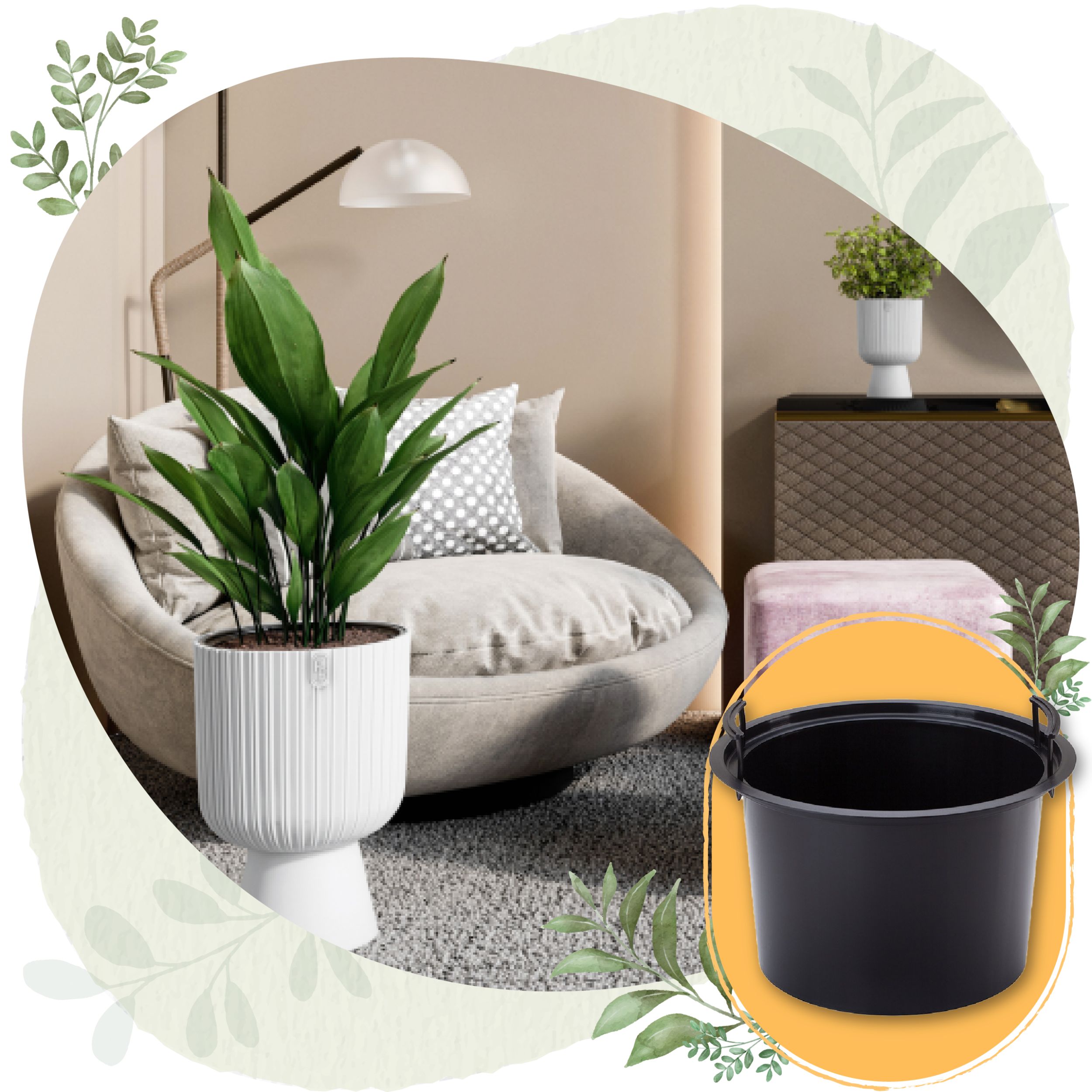 Doniczka okrągła Keli Mika 40 na nóżce | Biały