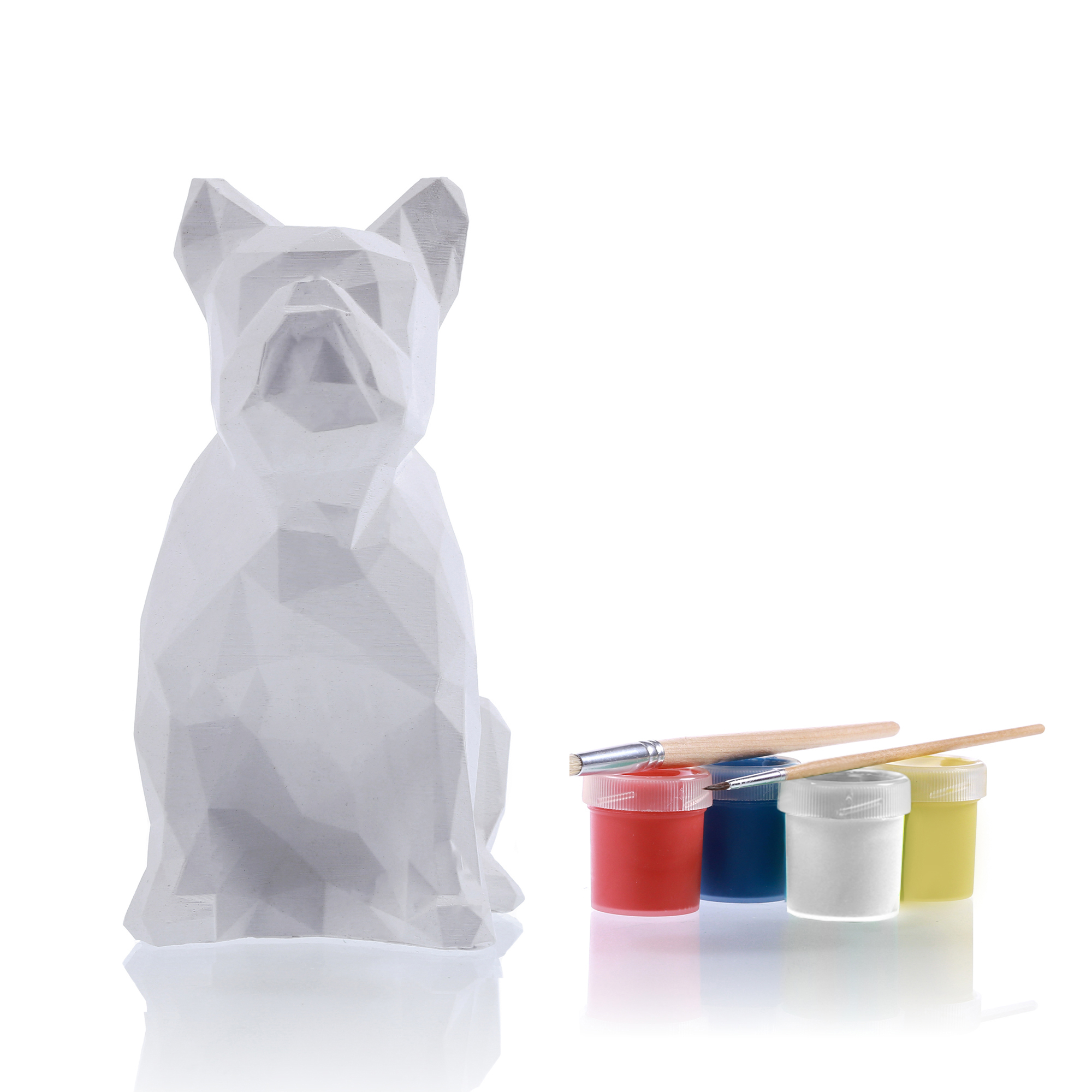 Kolorowanka 3D Bulldog Low-Poly Figurka Gipsowa