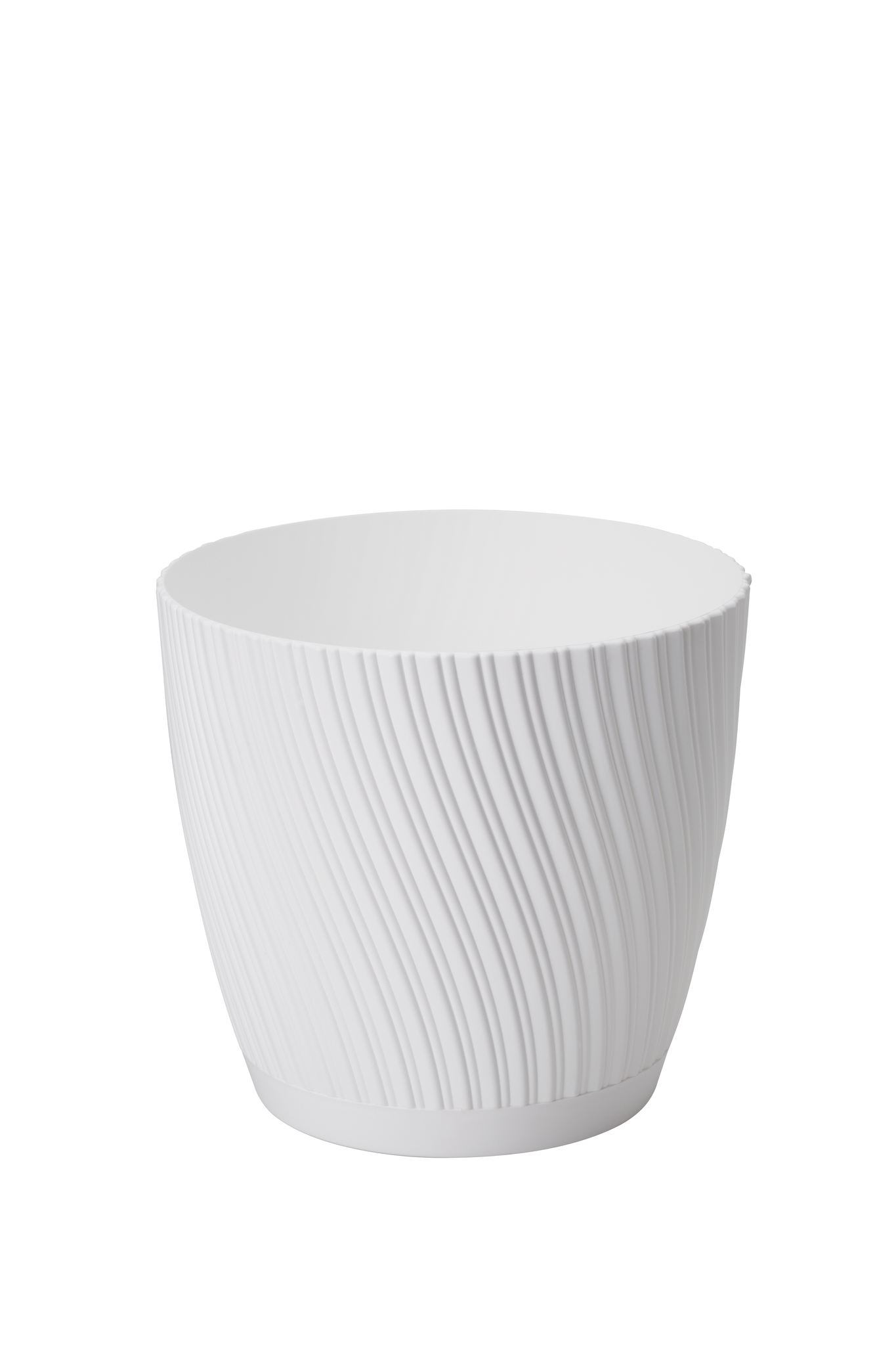 Doniczka okrągła Mika 13 z podstawką | Biały, Kształt Okrągły, Wymiary 12.8x11.8 cm, Kolor Biały, Form-Plastik