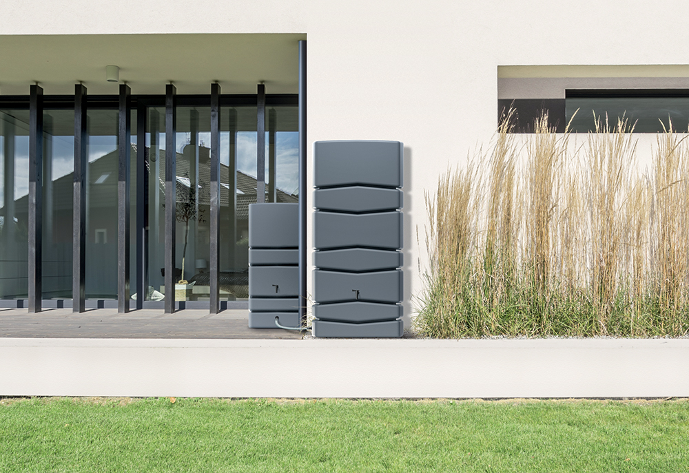 Zbiornik na deszczówkę AQUA TOWER IDTC450 | Smooth gray, Pojemność: 450 l, Wymiary 57.3x77.5x115 cm, Kolor Smooth gray, Waterform, Prosperplast