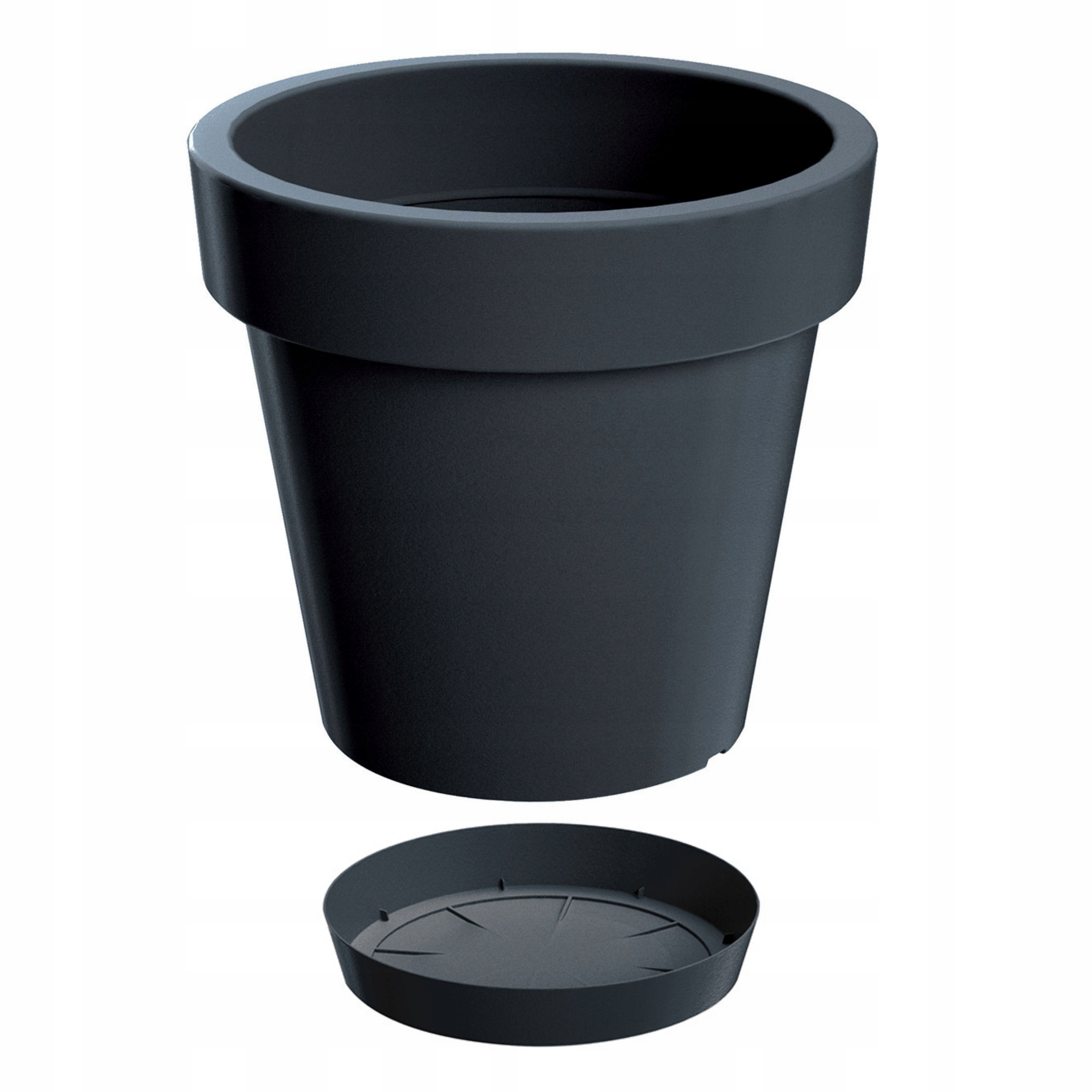 Doniczka okrągła Lofly DLOF160 z podstawką | Antracyt, Wymiary 15.80x14.4 cm, Prosperplast