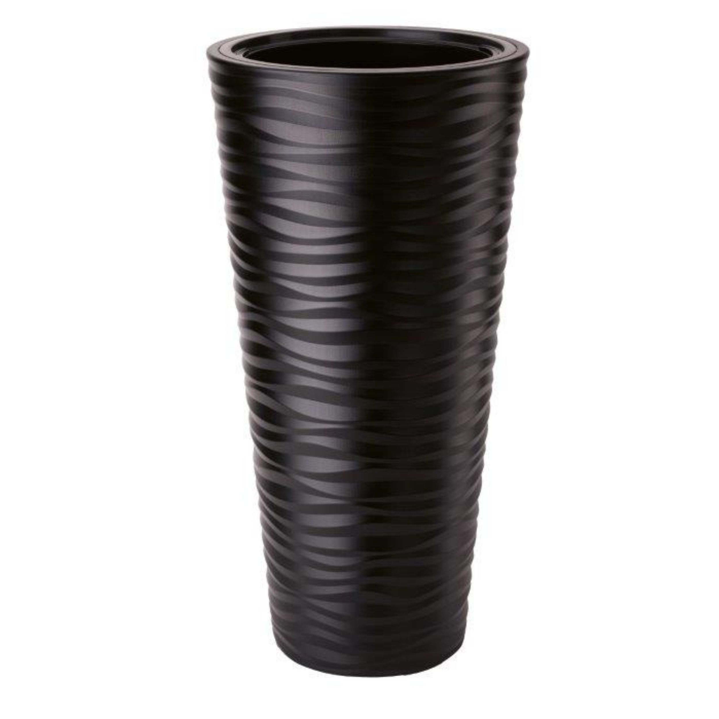 Doniczka okrągła Sahara Dunes Slim 30 | Czarny