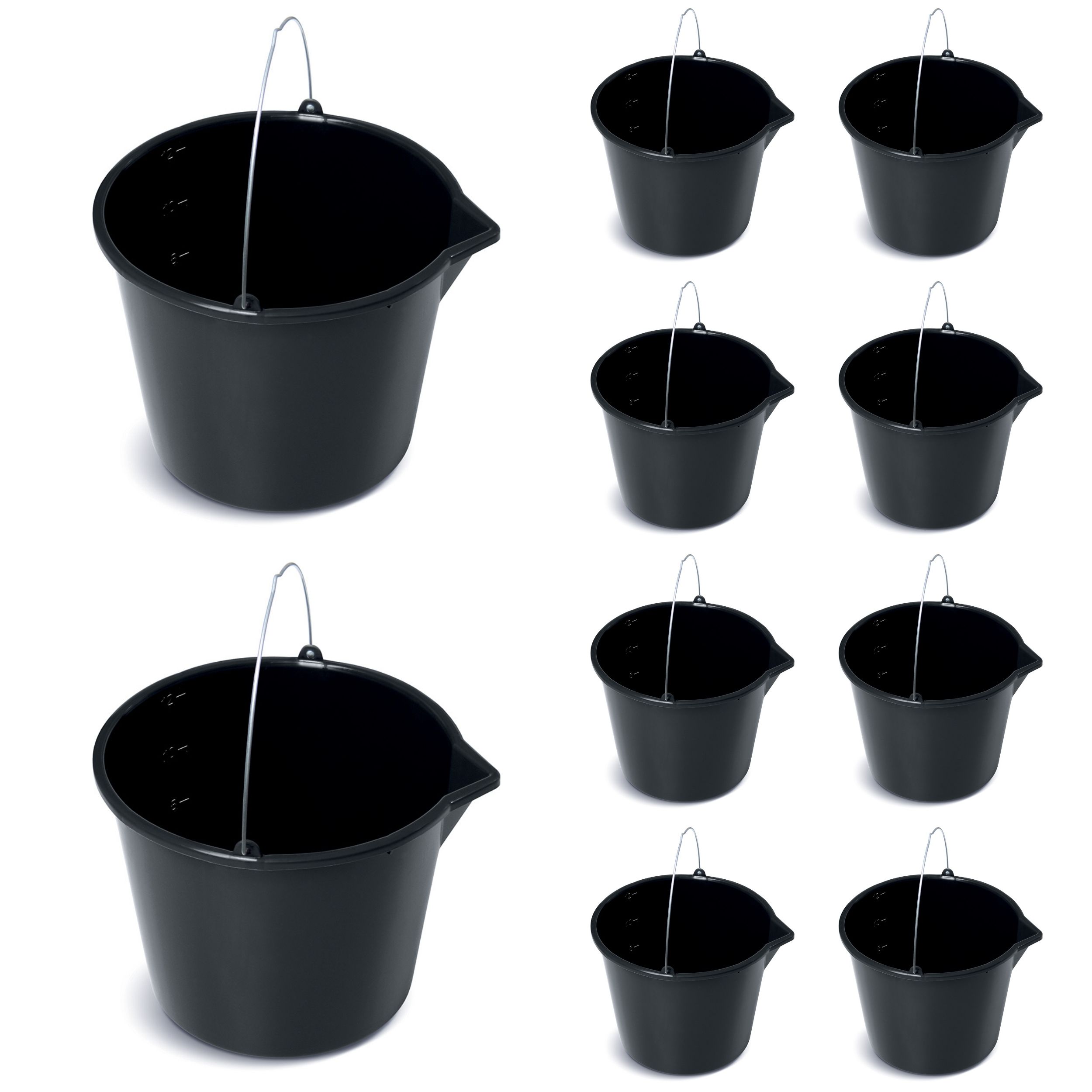 10x Wiadro budowlane gospodarcze 12l z lejkiem