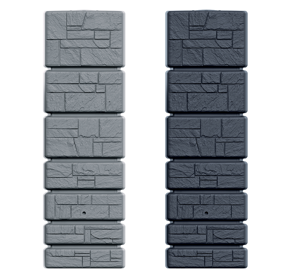 Zbiornik na deszczówkę TOWER STONE IDTST350 | Smooth gray, Pojemność: 350 l, Wymiary 38.4x57.5x180 cm, Kolor Smooth gray, Waterform, Prosperplast