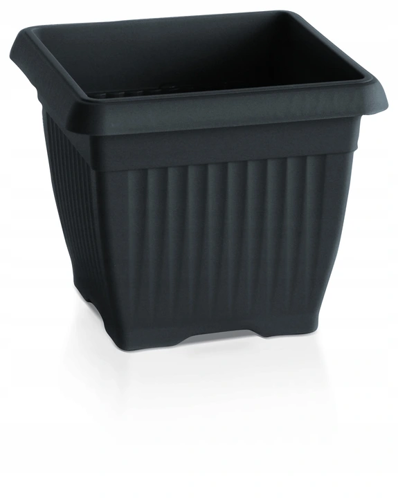 Doniczka kwadratowa Terra DKWT24 z podstawką | Antracyt, Wymiary 24x24x20 cm, Prosperplast