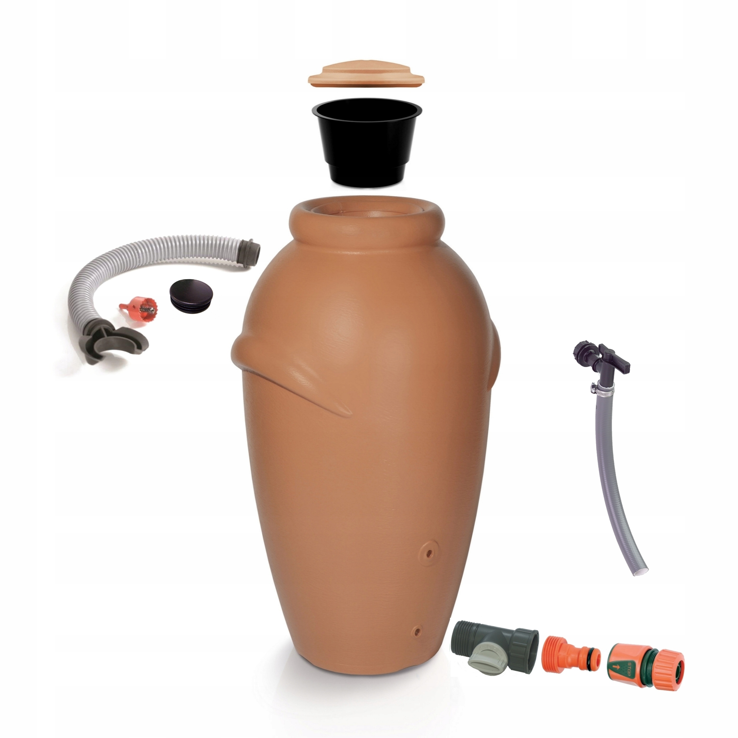 Zbiornik AQUACAN 360 l + przyłącza | Terakota, Pojemność: 360 l, Wymiary 72x80x120 cm, Kolor Terakota, Waterform, Prosperplast