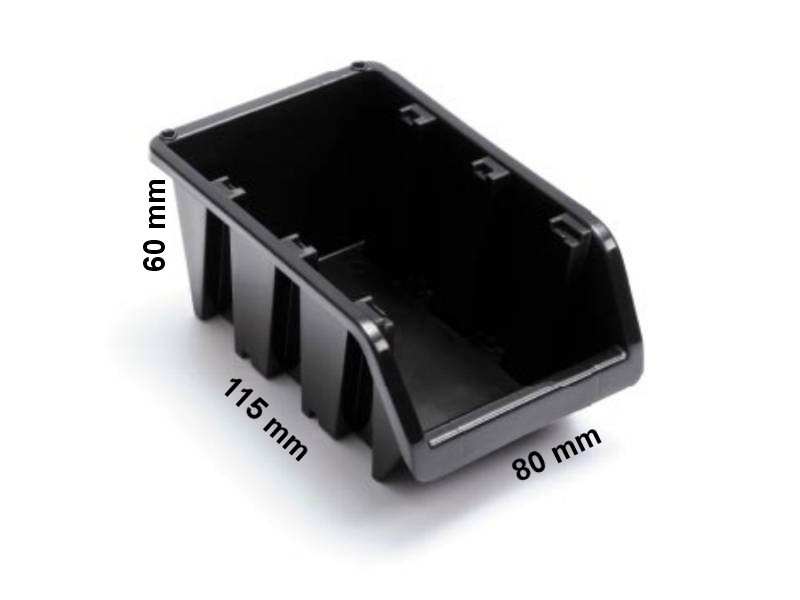 POJEMNIK MAGAZYNOWY 6 szt+ listwa pojemniki CZARNE