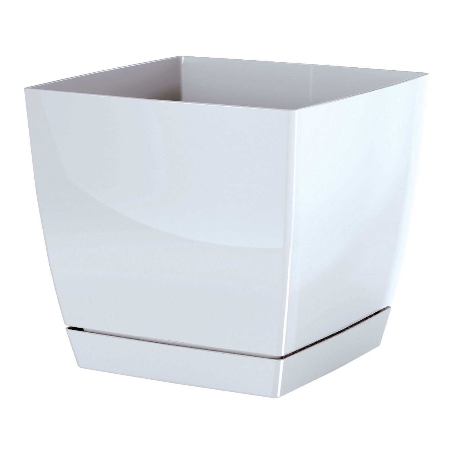 Doniczka COUBI DUKP120 z podstawką | Biały, Kształt Kwadratowy, Wymiary 12x12x11 cm, Kolor Biały, Prosperplast