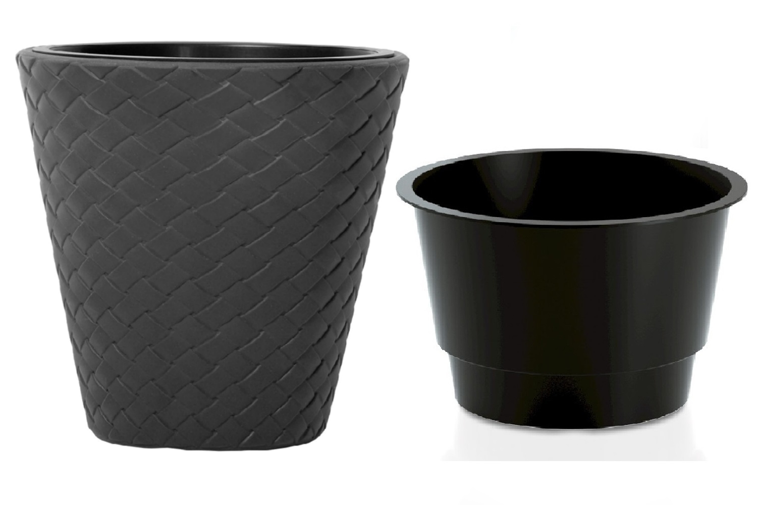 Doniczka pleciona Matuba DBMT400 z wkładem | Antracyt, Kształt Okrągły, Wymiary 39x48 cm, Kolor Antracyt, Prosperplast