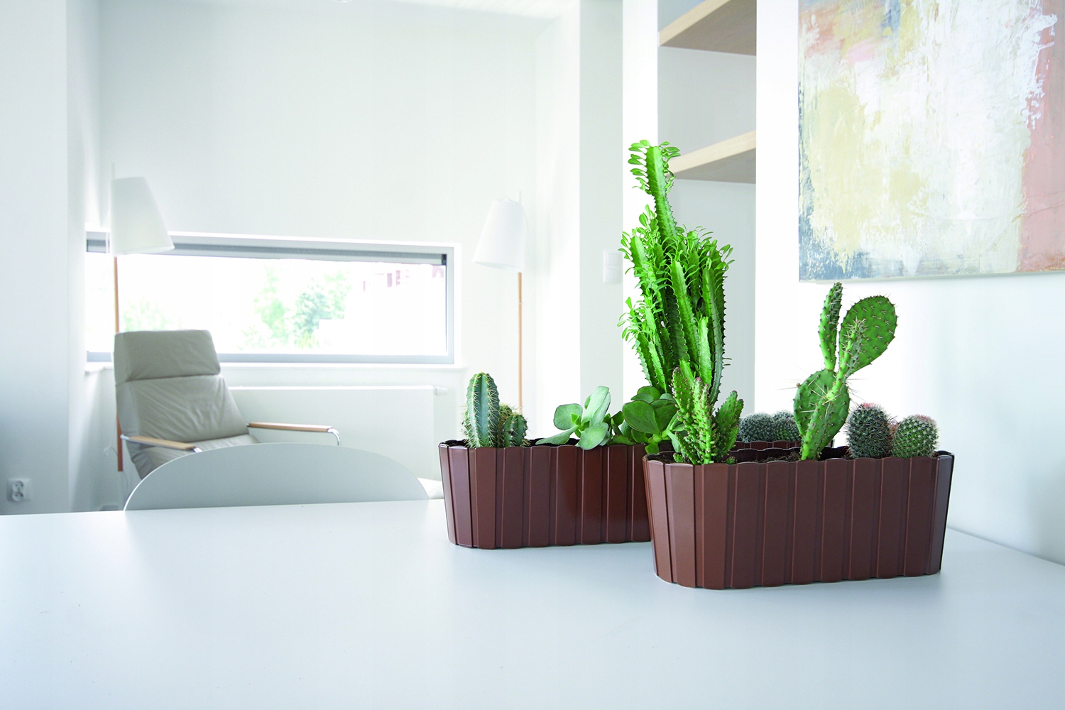 Doniczka podłużna Boardee Case DDEC600 | Biały, Kształt Prostokątny, Wymiary 14.4x58.7x13 cm, Kolor Biały, Prosperplast