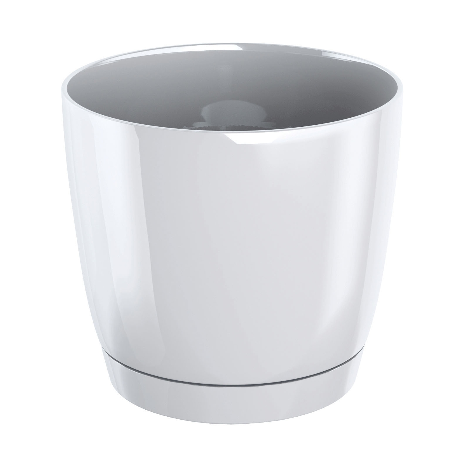 Doniczka COUBI DUOP135 z podstawką | Biały, Kształt Okrągły, Wymiary 13.5x12.4 cm, Kolor Biały, Prosperplast