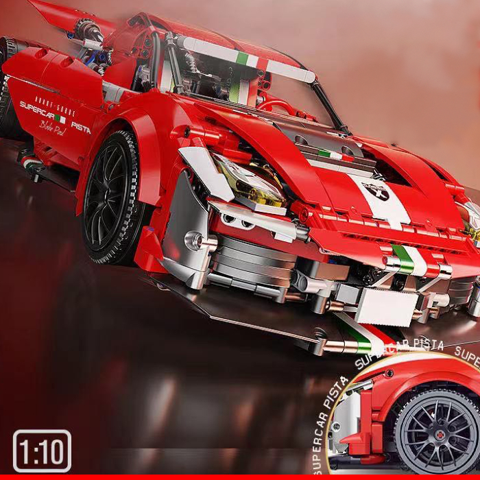 Klocki konstrukcyjne samochód wyścigowy Czerwony 2048 elementów