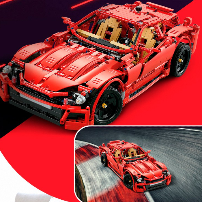 Klocki konstrukcyjne samochód wyścigowy Czerwony 1441 elementów