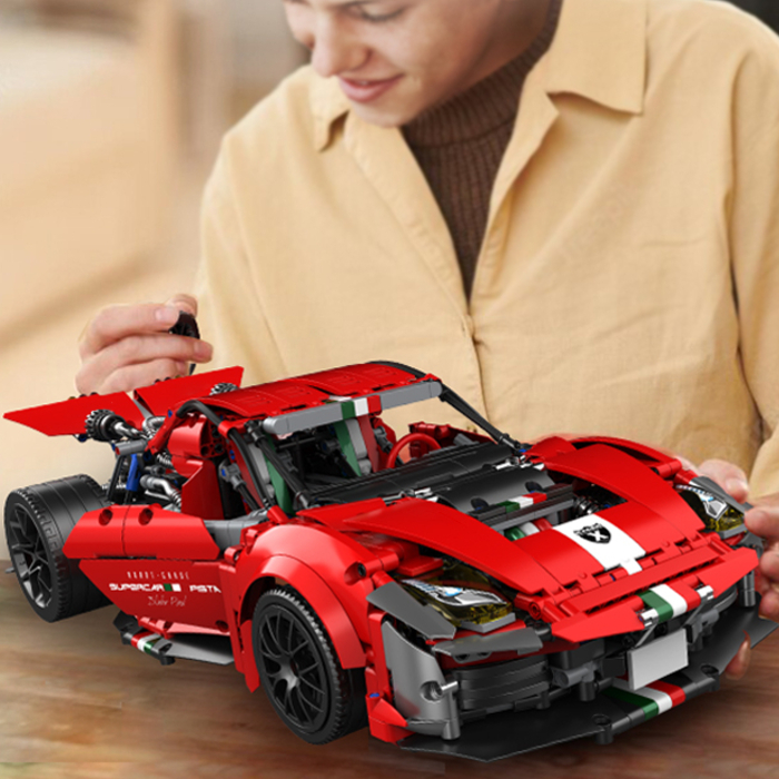 Klocki konstrukcyjne samochód wyścigowy Czerwony 2048 elementów