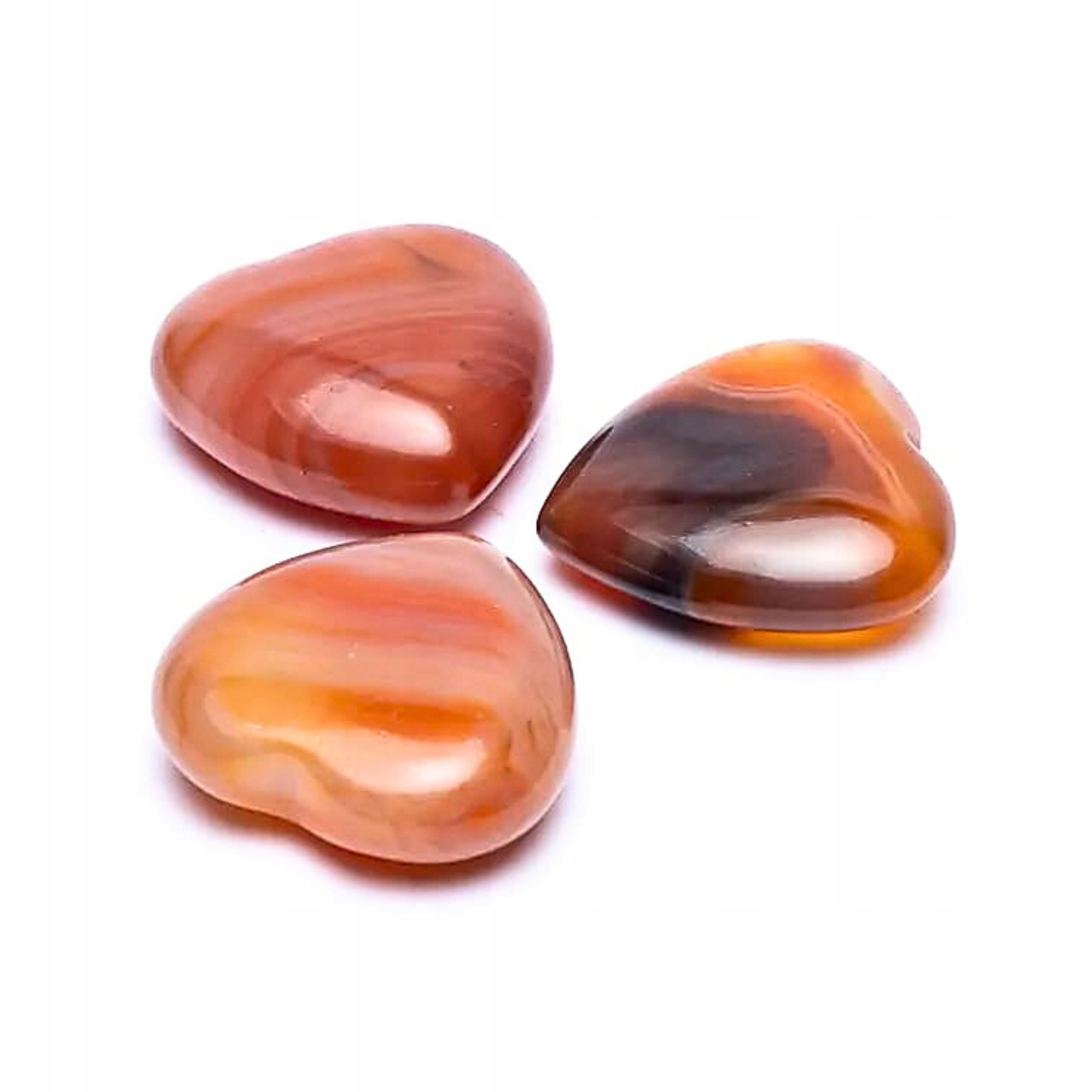 Zdjęcie główne (serce z karneolu): Kamień w kształcie serca z naturalnego pomarańczowego karneolu – gładki kamień trosk 3 cm.