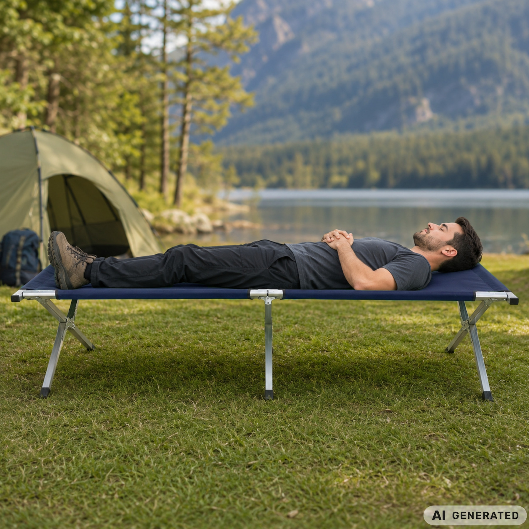 Folding bed canada tourist set camping outdoor Navy blue