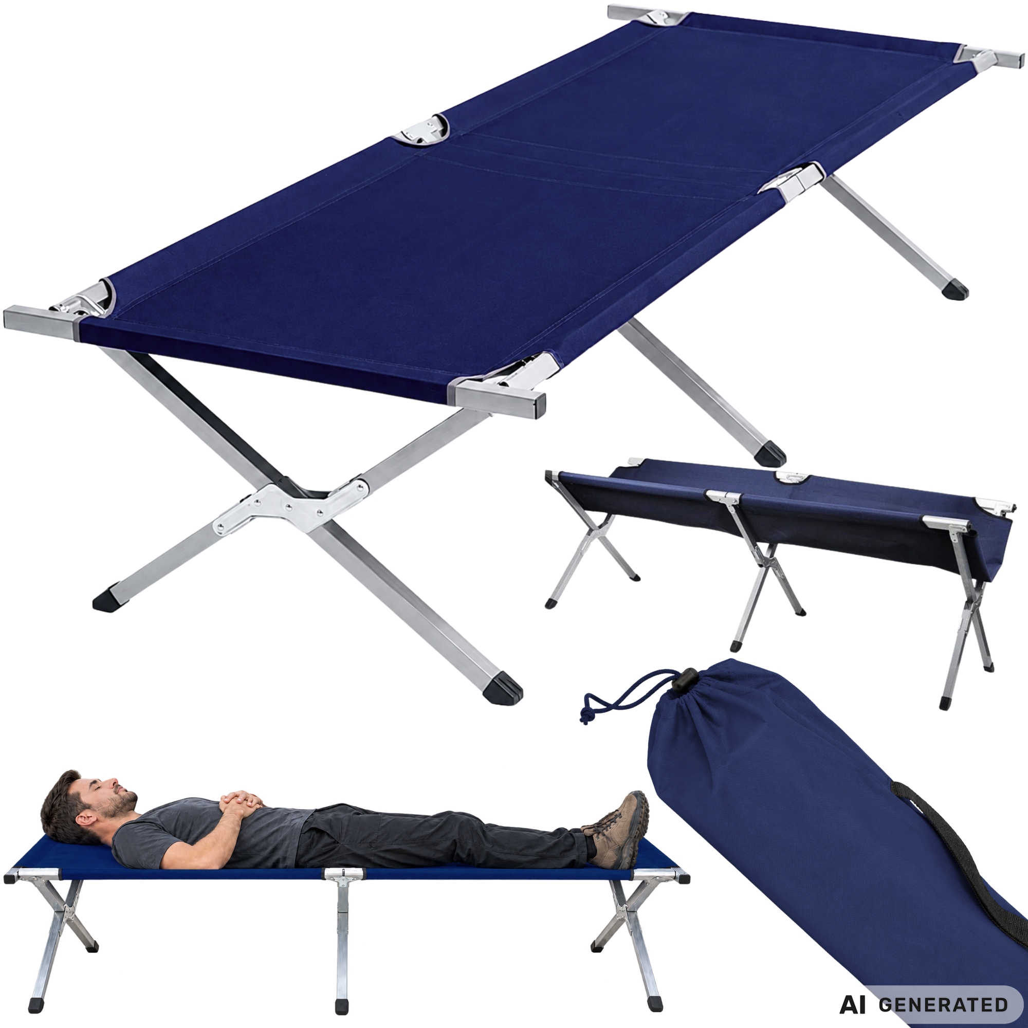 Folding bed canada tourist set camping outdoor Navy blue