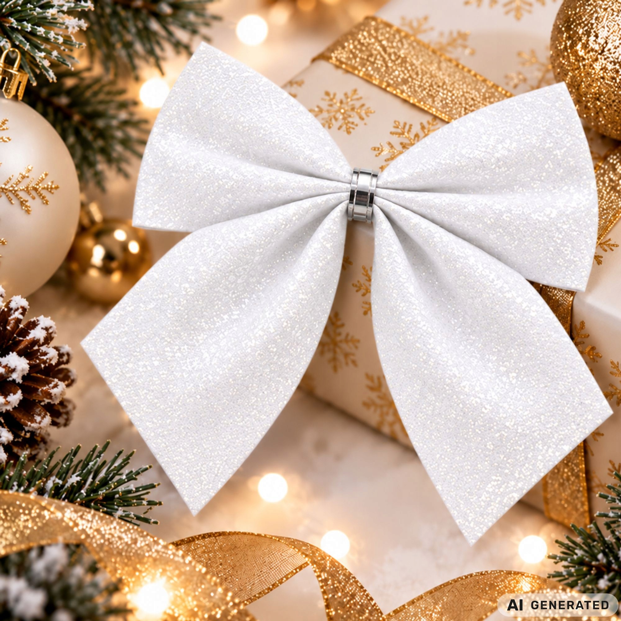 Weiße weihnachts-glitzer-schleifen für den weihnachtsbaum – dekoration, 6 stück KATEGORIEN \ Haus und Garten \ Ausrüstung \ Dekorationen für Weihnachten und besondere Anlässe \ Weihnachten