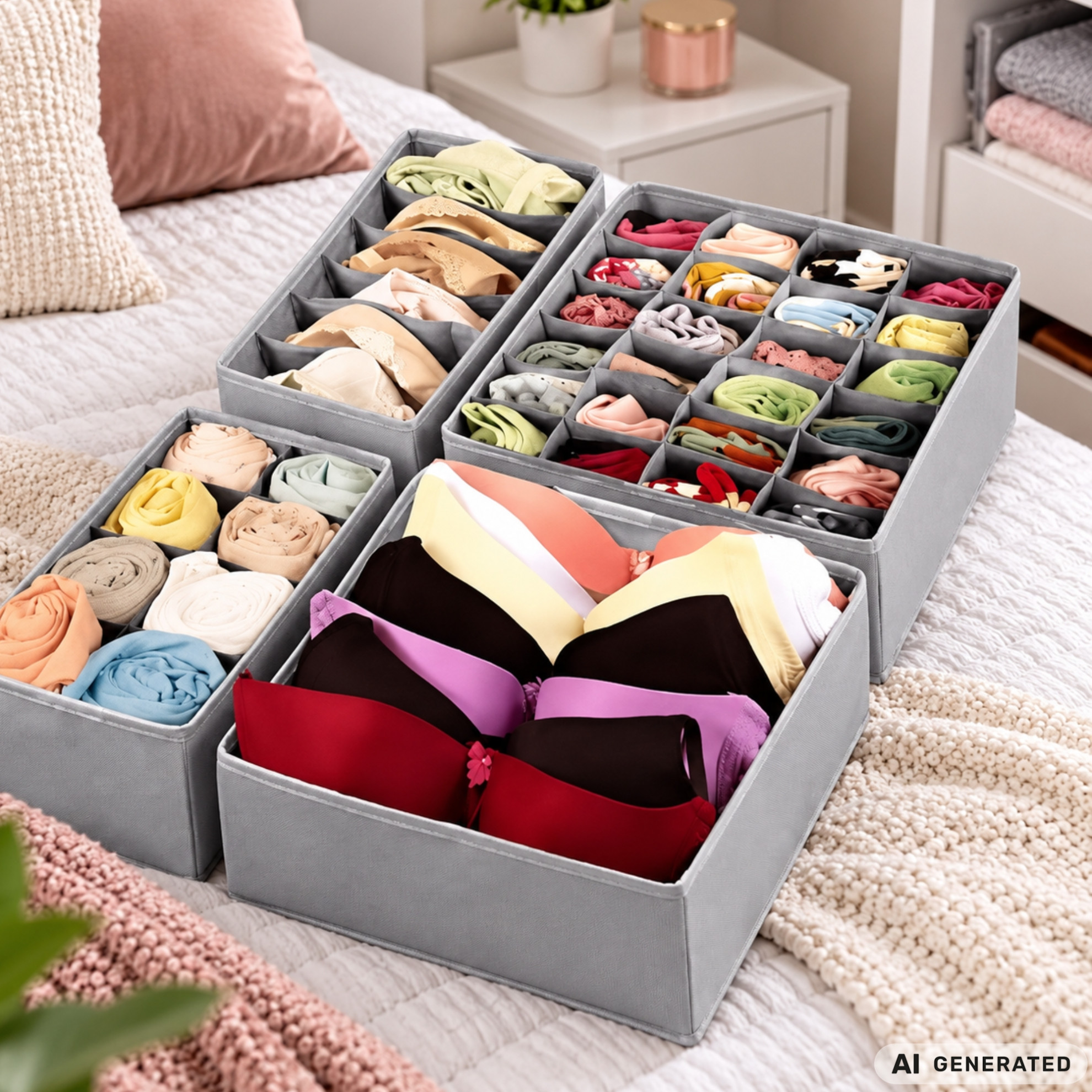 Unterwäsche-organisator socken-schubladen-schrank-box 4er-set | KATEGORIEN \ Haus und Garten \ Möbel \ Matten und Organizer für Schubladen und Schränke