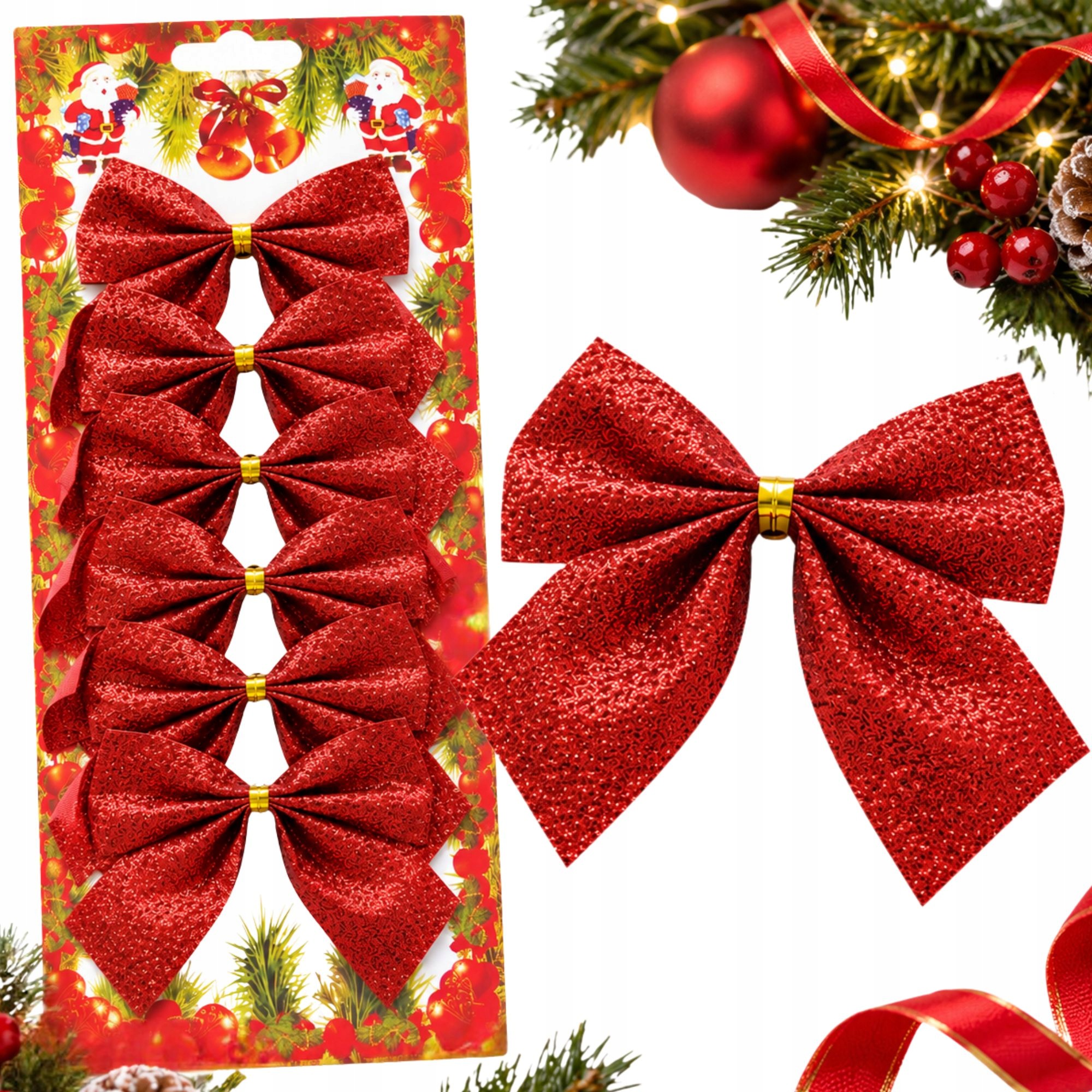 Rote weihnachts-glitzer-schleifen für den weihnachtsbaum – schmuck und dekoration, 6 stück KATEGORIEN \ Haus und Garten \ Ausrüstung \ Dekorationen für Weihnachten und besondere Anlässe \ Weihnachten