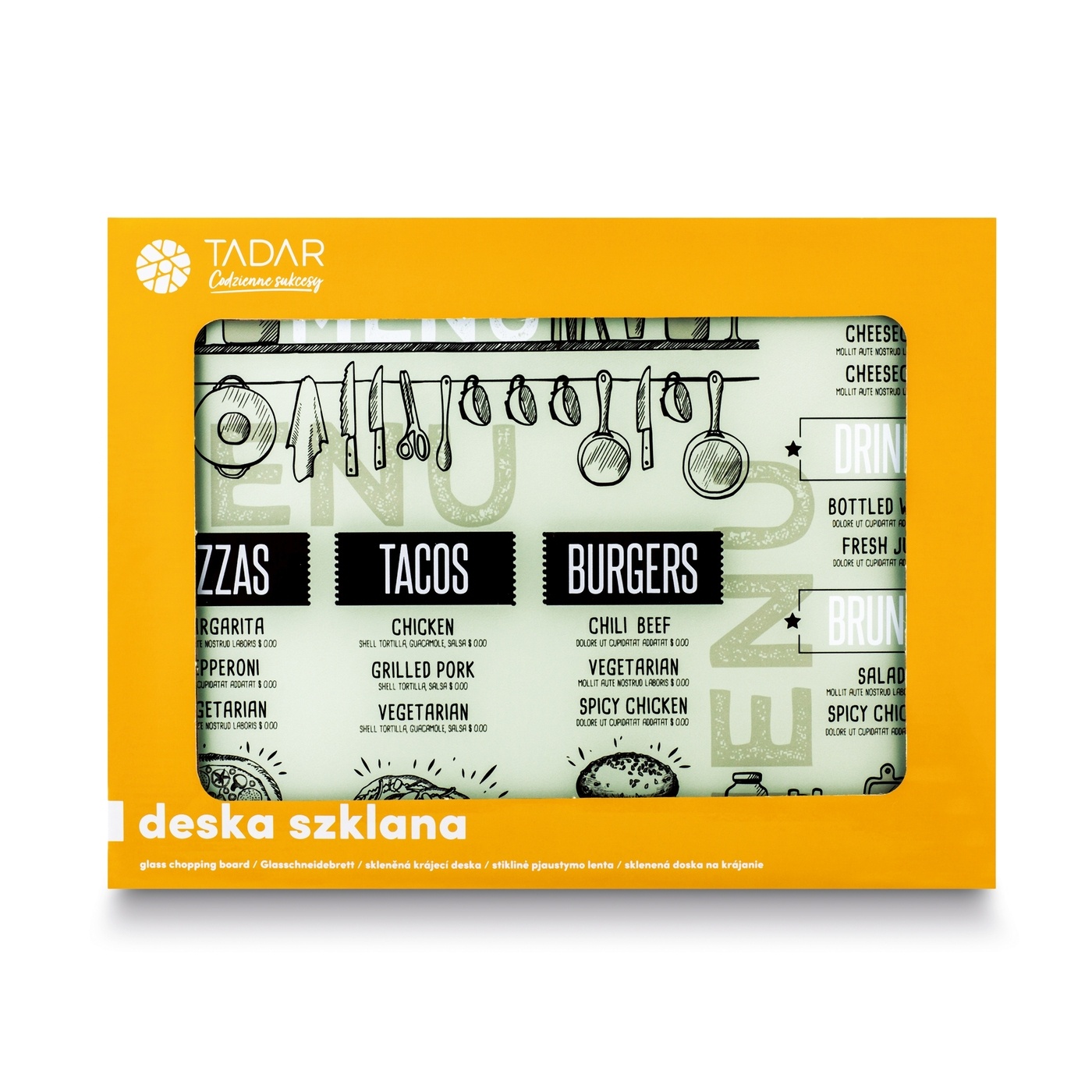 DESKA SZKLANA DO KROJENIA SERWOWANIA PRZEKĄSEK TADAR CUT ART 40 x 30 CM
