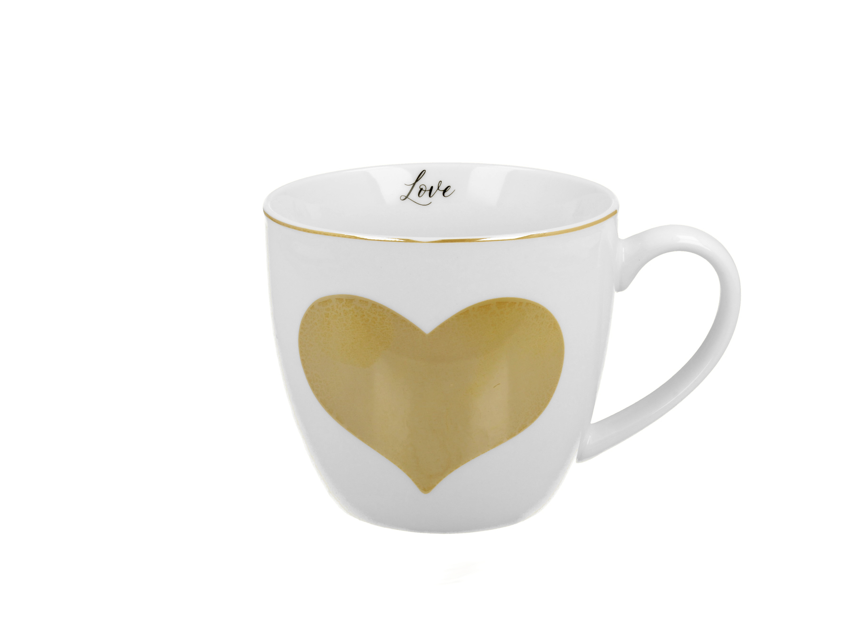 KUBEK DUO WALENTYNKI SERCE  ZŁOTY NA PREZENT 460 ML