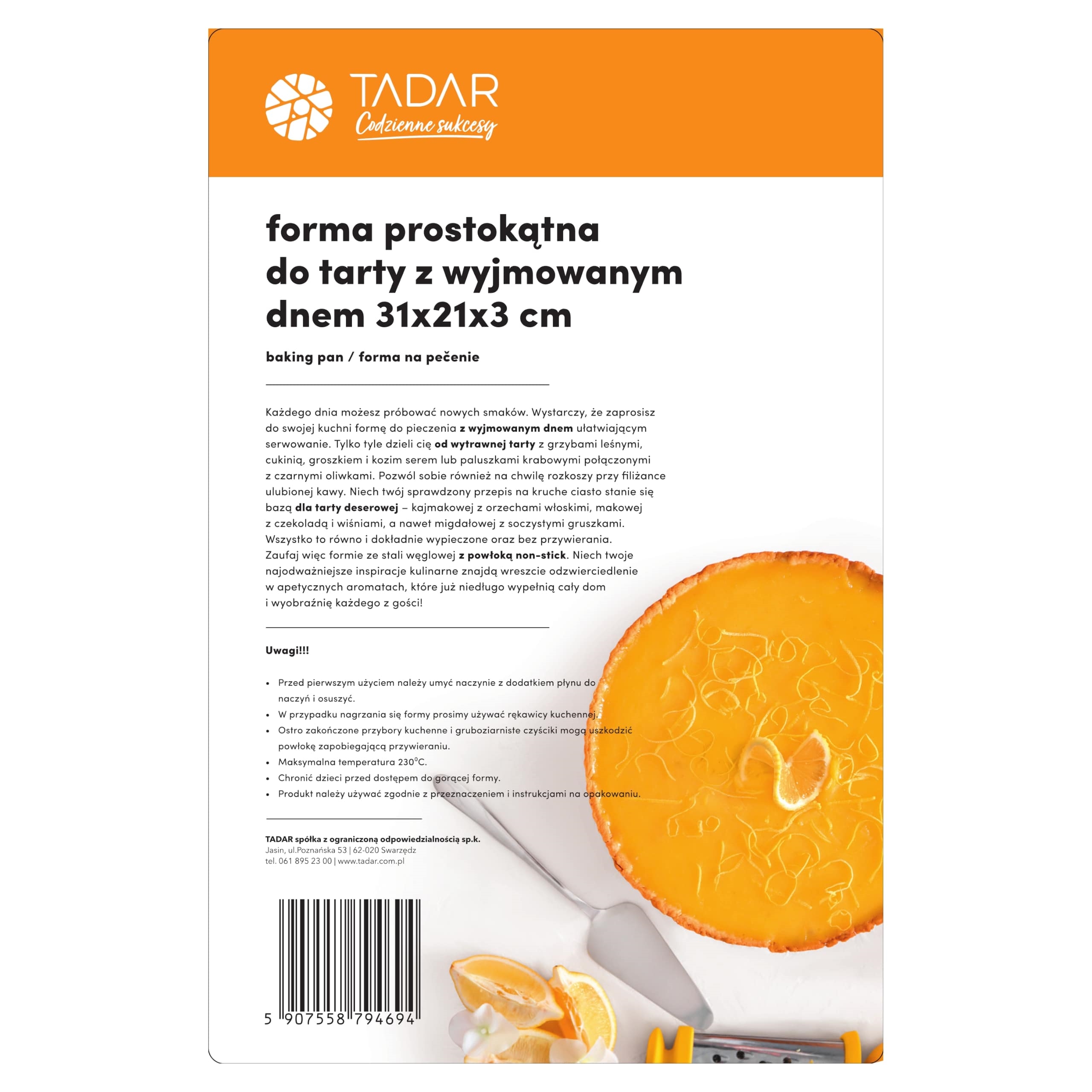 FORMA DO TARTY Z WYJMOWANYM DNEM TADAR 31 X 21