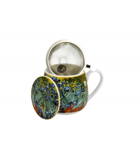 KUBEK Z ZAPARZACZEM I POKRYWKĄ KOTY DUO VAN GOGH IRISES IRYSY 430 ML