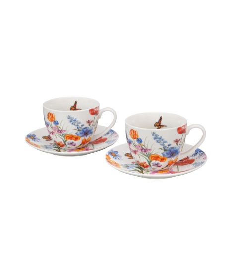 FILIŻANKI ZE SPODKIEM DUO KWIATY WIOSNA SPRING 250 ML X 2 SZT NA PREZENT