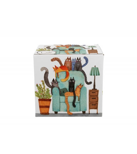 KUBEK Z ZAPARZACZEM I POKRYWKĄ DO ZIÓŁ DUO KOTY NA FOTELU 430 ML