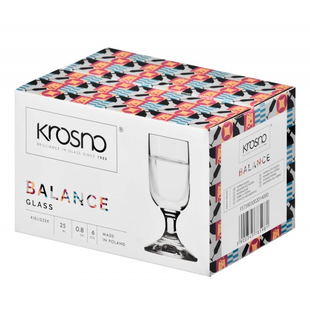 KIELISZKI DO WÓDKI NA NÓŻCE KROSNO BALANCE 25 ML X 6 SZT