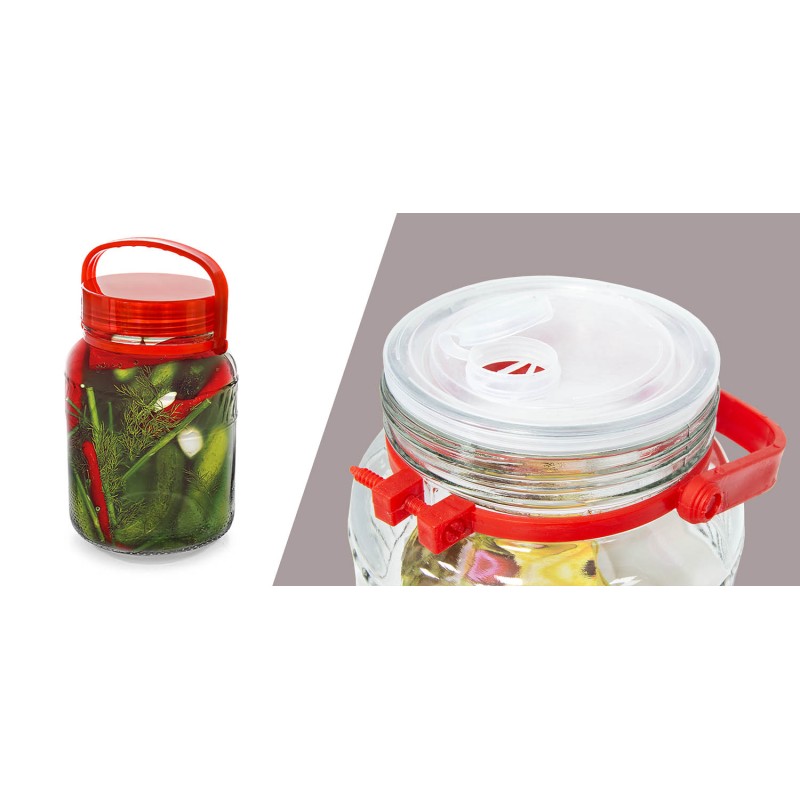 SŁOIK SZKLANY Z POKRYWKĄ I UCHWYTEM DO KISZENIA NA OGÓRKI 3 L