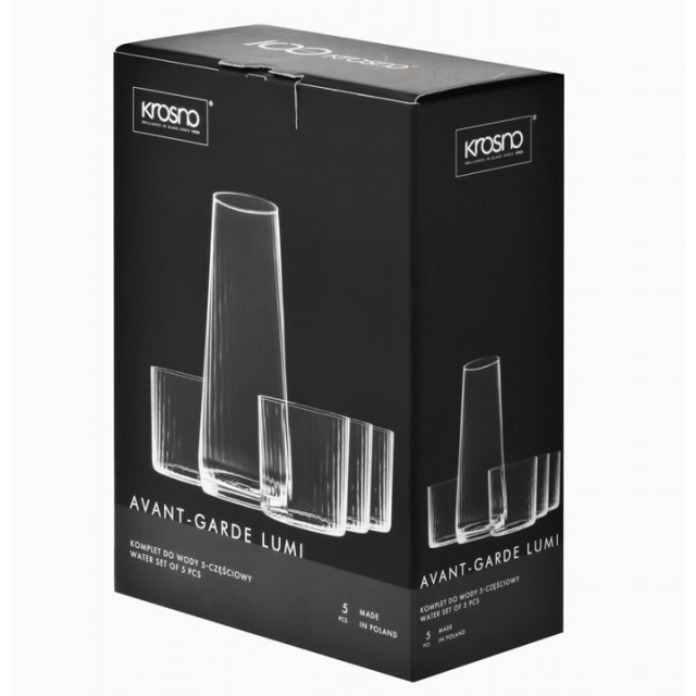 ZESTAW DO WOSY SOKU KARAFKA + SZKLANKI RYFLOWANE KROSNO AVANT-GARDE 5 EL