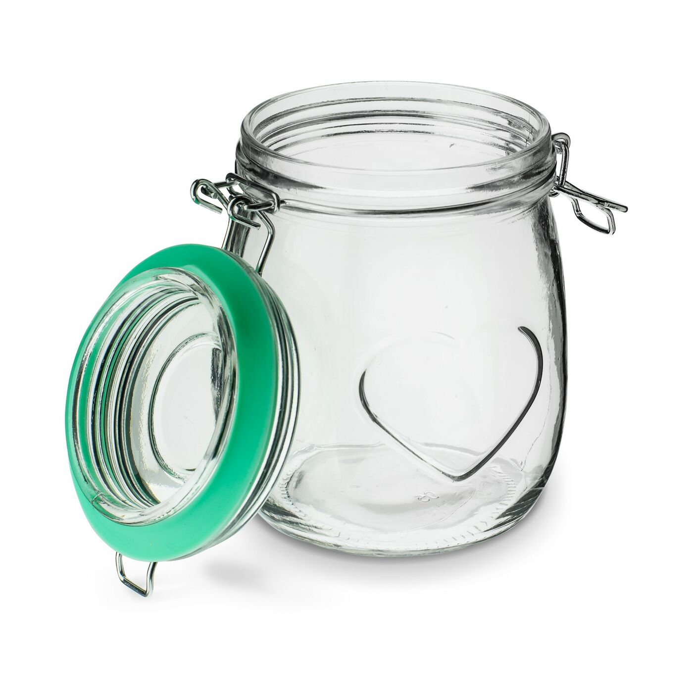 SŁOIK SZKLANY Z KLIPSEM SERCE PRZETWORY PRZYPRAWY 0,8 L