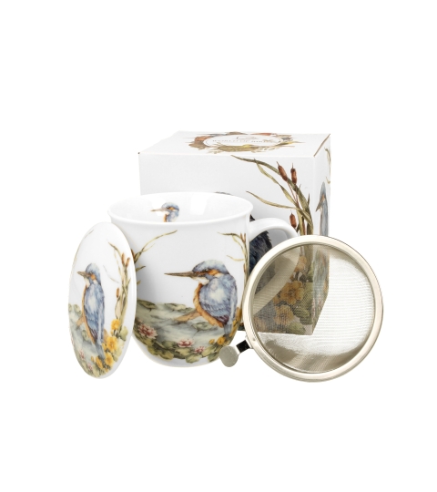 KUBEK Z ZAPARZACZEM POKRYWKĄ DO ZIÓŁ DUO ZIMORODEK NA PREZENT 400 ML